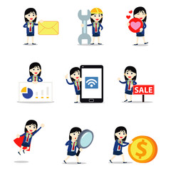 Set of woman character in divorce lawyer.