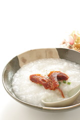 Taiwanese food, beef jerky and rice porridge