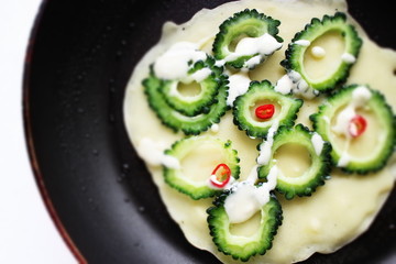 Korean food, summer bitter melon pancake 