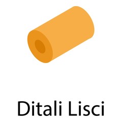Ditali lisci pasta icon. Isometric of ditali lisci pasta vector icon for web design isolated on white background