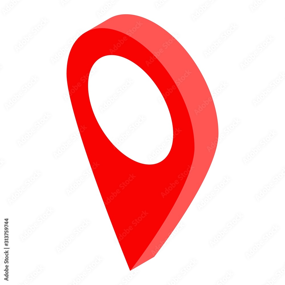 Poster red gps pin map icon. isometric of red gps pin map vector icon for web design isolated on white back