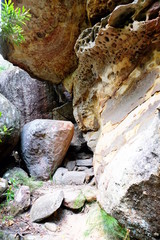 A huge rocky path on a walking trail in Berowra National Park, Australia