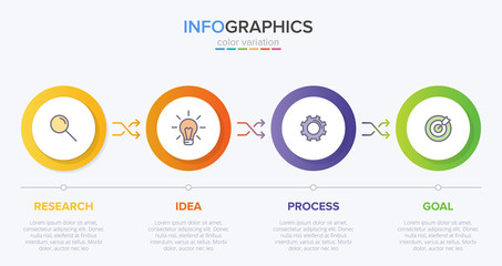 Infographic design with icons and 4 options or steps. Thin line vector. Infographics business concept. Can be used for info graphics, flow charts, presentations, web sites, banners, printed materials.