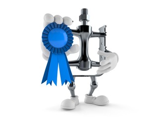 Bicycle pedal character with award ribbon