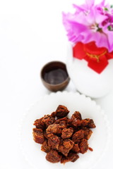 Chinese snack food, dried spicy beef cube for Taiwanese food