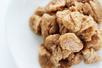 Chinese food, deep fried tofu simmered for vegetarian food 