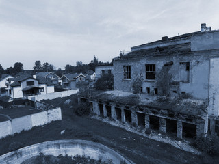 Abandoned Soviet radio communication centre (drone image)  Kiev, Ukraine