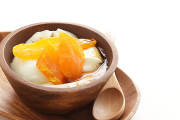 Dried mango and yogurt for healthy breakfast