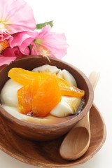 Dried mango and yogurt for healthy breakfast