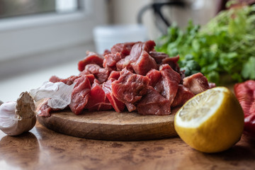 Beef meat for goulash.