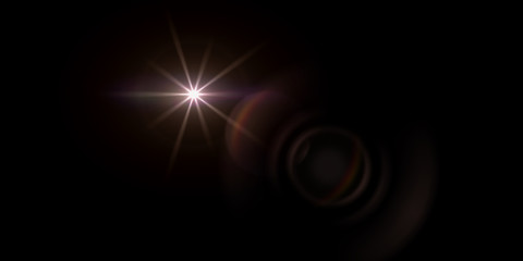 Overlay, flare light transition, effects sunlight, lens flare, light leaks. High-quality stock image of warm sun rays light effects, overlays or golden flare isolated on black background for design