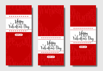 Happy Valentine's Day - special vertical set banner, poster, postcard, voucher, discount, invitation, shopping card. Modern, stylish, trendy design with neutral heart symbol. Vector Illustration.