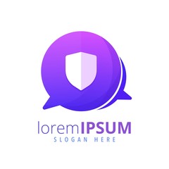 Chat box logo save shield consept