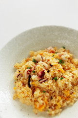 Thai cuisine, octopus and egg fried rice