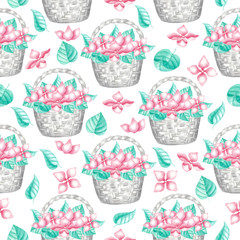 Pattern of basket with flowers