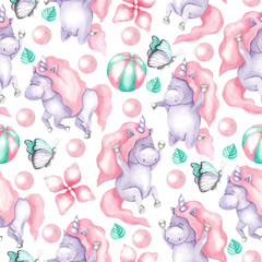 Pattern of funny unicorns