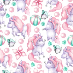 Printed roller blinds Unicorn Pattern of funny unicorns