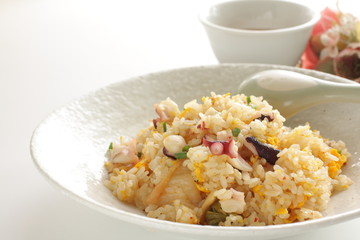Thai cuisine, octopus and egg fried rice