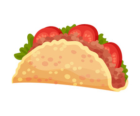 Traditional Quesadilla Snack Vector Illustration. Various Ingredients Wrapped in Multigrain Crumpet
