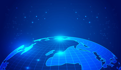 Cosmic sky, earth dawn, deep blue technology effect of earth vector elements