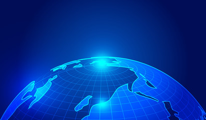 Cosmic sky, earth dawn, deep blue technology effect of earth vector elements