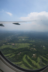 Wing Shot Of Taiwan Countryside While Landing at Taoyuan International Airport
