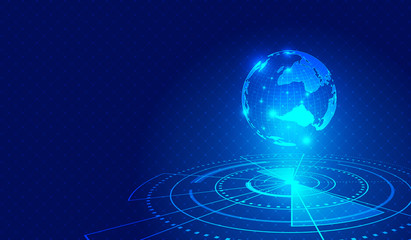 The geoglobe composed of dots and lines, the creative background of international and global Internet science and technology concepts.