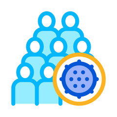 Bacteria Germ And People Vector Thin Line Icon. Infection Micro Organism And Group Of Silhouette Linear Pictogram. Microbe Type Virus Biology Microorganism Contour Illustration