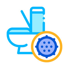Bacteria Germ And Toilet Bowl Vector Sign Icon Thin Line. Infection Micro Organism From Flush Toilet Linear Pictogram. Microbe Type Virus Biology Microorganism Contour Illustration