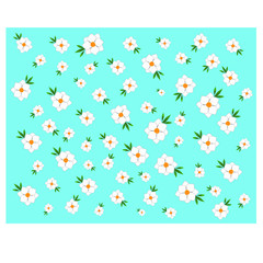 Flower shaped background, white jasmine, blue scene