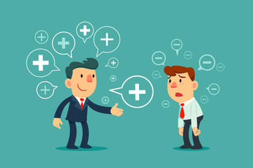 successful business maneger sharing positive thinking symbol