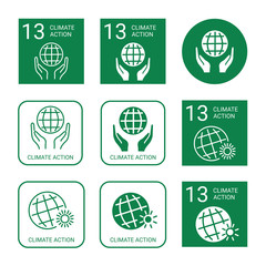 Climate Action Icon Set. Linear and Flat Style 