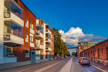 Helsinki. Finland. Streets of Helsinki. Apartments in the capital of Finland. Walking along the streets of the capital. Architecture of Finland. Suomi. Scandinavian architecture. Low-rise buildings