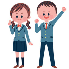 高校生男女のセットイラスト