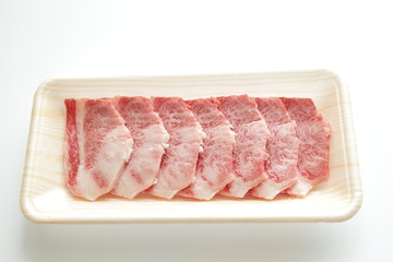 Freshness Japanese marble beef on food tray for gourmet ingredient