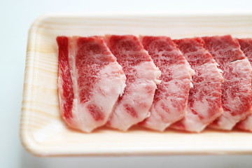 Freshness Japanese marble beef on food tray for gourmet ingredient