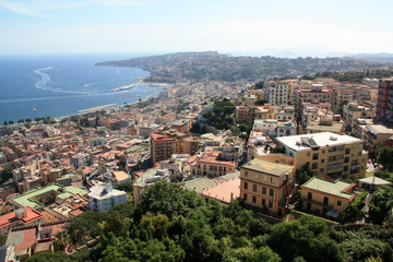 Fototapeta premium Stunning view of city of Napoli and the Phlegraean Fields from the Castel Sant'Elmo in Naples, Italy