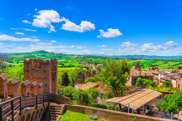Fototapeta na wymiar Gradara medieval village view from castle, Pesaro and Urbino, Marche region, Italy