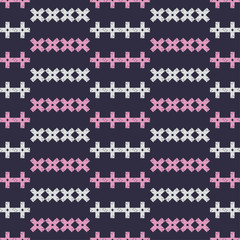 Ethnic boho seamless pattern. Lace. Embroidery on fabric. Patchwork texture. Weaving. Traditional ornament. Tribal pattern. Folk motif. Vector illustration for web design or print.