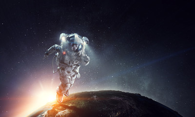 Exploring outer space. Mixed media