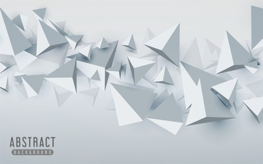 Colorful grey background with 3d polygonal triangle set. Modern abstract geometry background.