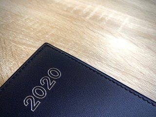 Diary book of year 2020 on the table