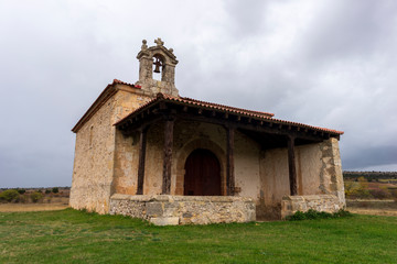 Christian hermitage in Soria on a cloudy day