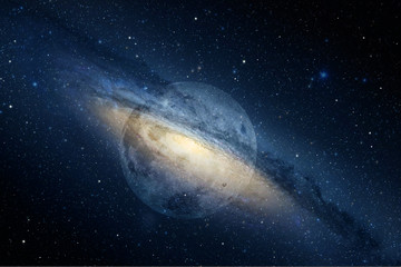 Stars, planet and galaxy space sky night background