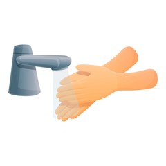 Hands under running water icon. Cartoon of hands under running water vector icon for web design isolated on white background