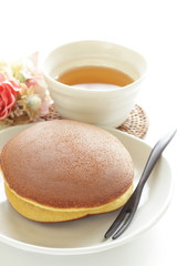 Japanese confectionery, Dorayaki  wagashi on dish
