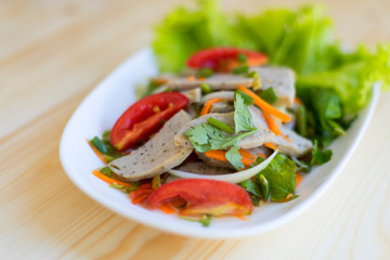 Vietnamese Sausage Salad, Thai style food - Side view