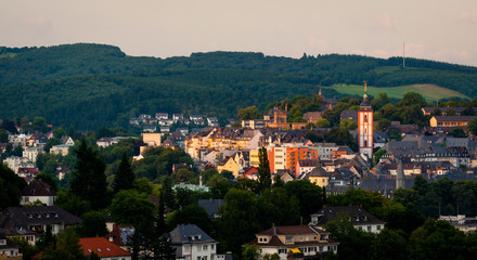 View of Siegen city in the Siegerland area,