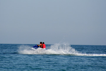 Obraz premium Ski jet boat running on sea