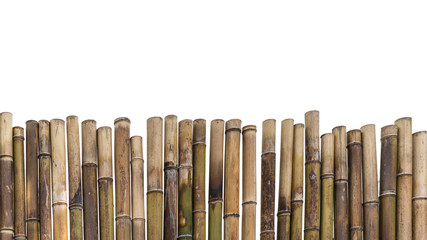 The edge of a bamboo wall isolated on a white background.